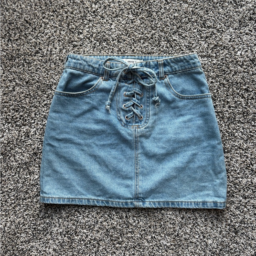 Forever 21 Blue Lace-Up Mini Skirt